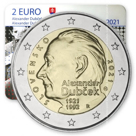 2 euro moneta • Slovakija 2021 • Alexander Dubček • BU