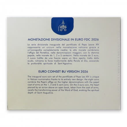 Euro monetų rinkinys • Vatikanas 2026 • Popiežiaus Leono portretas ir herbas
